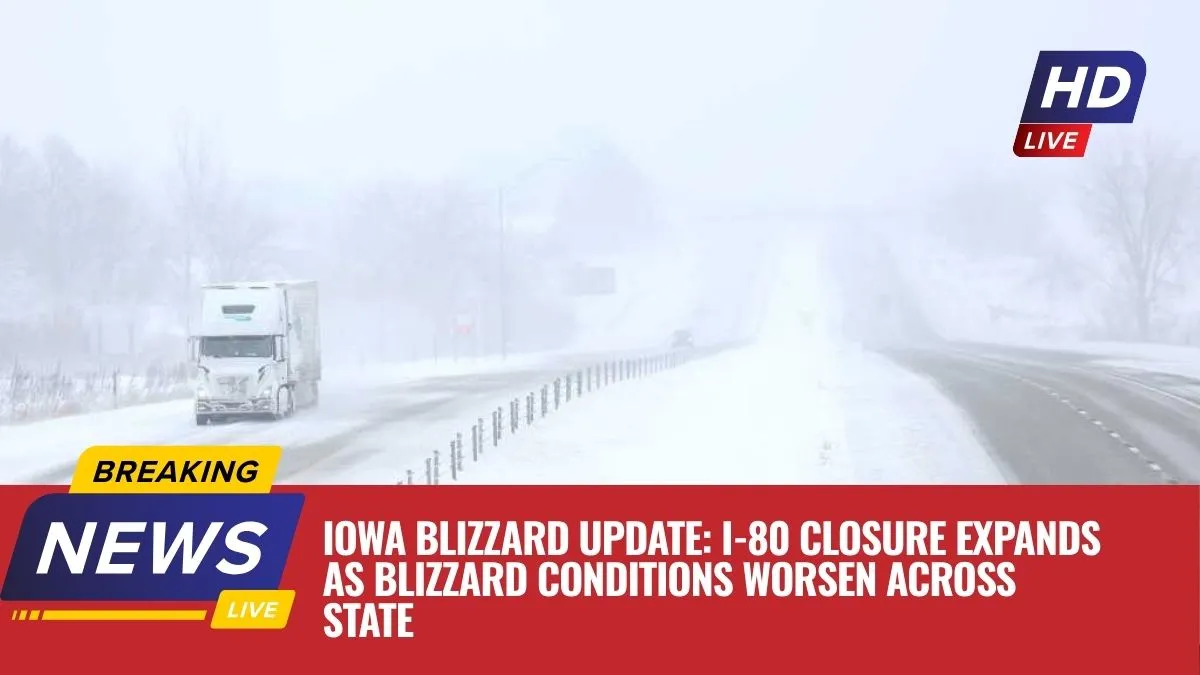 Iowa Blizzard Update: I-80 Closure Expands as Blizzard Conditions Worsen Across State